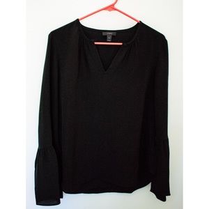 J.Crew 100% silk black bell sleeve blouse size 10